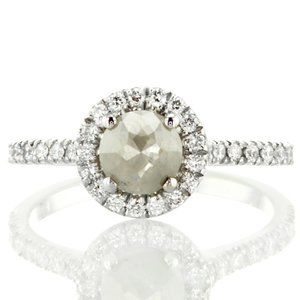 Gray Rose-Cut Diamond Halo Engagement Ring 1.08 TCW